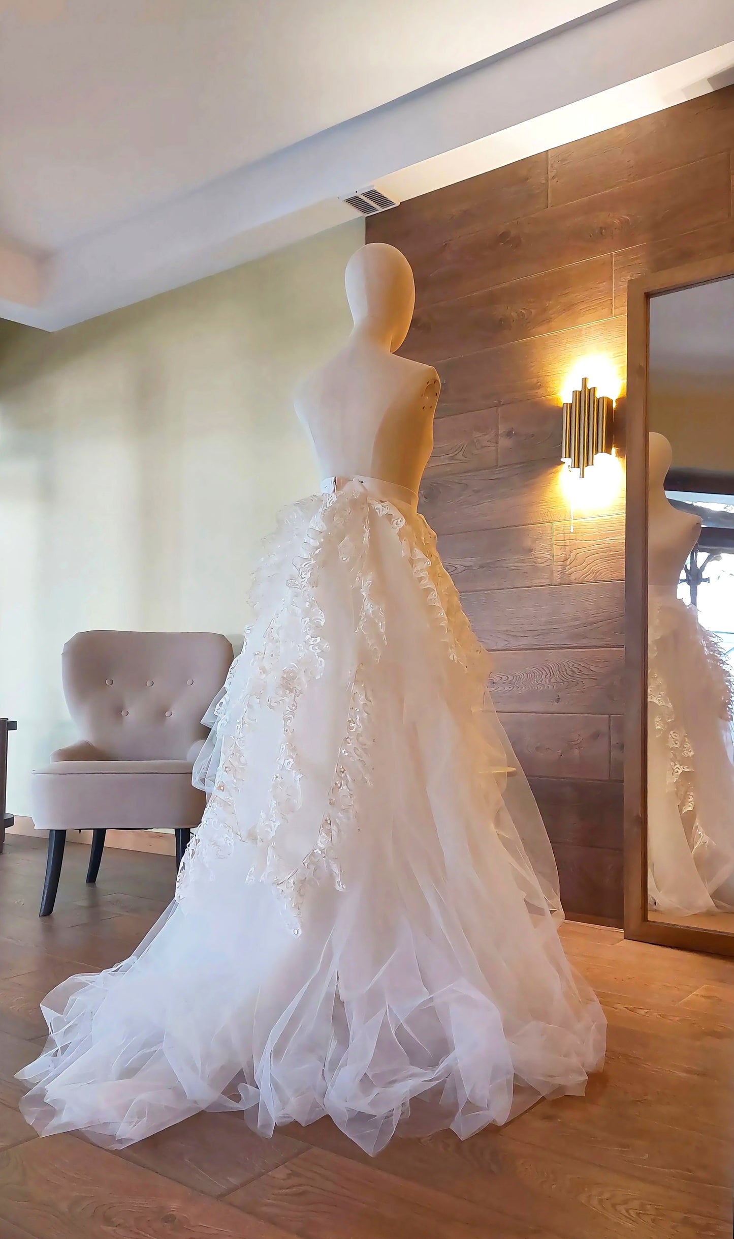 Romantic Lace & Tulle Bridal Skirt with Train
