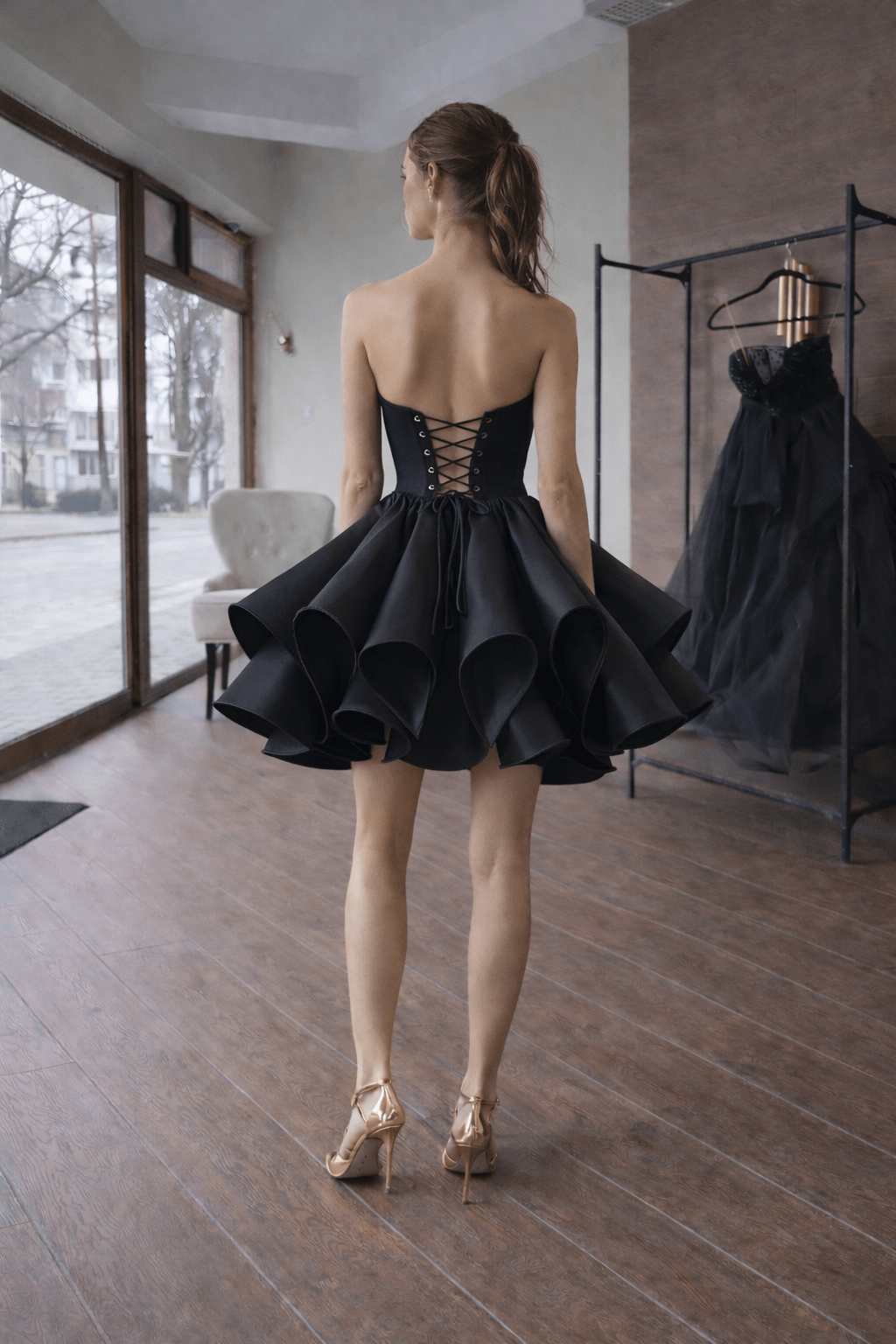 The Little Black Dress That Grew Up – Strapless Sculptural Mini Dress, Made to Measure - Asya Kolarova