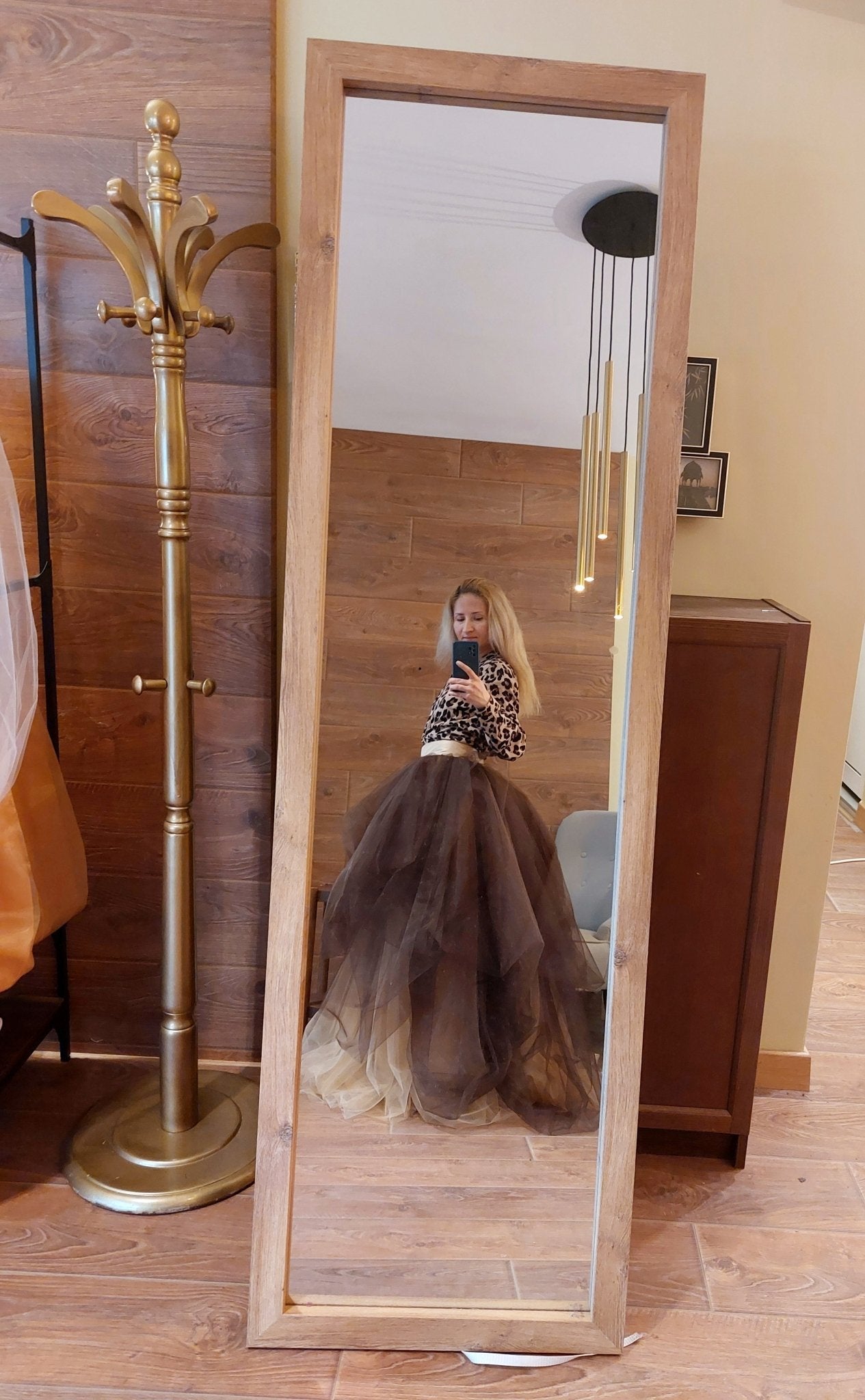 Two color Voluminous Tulle Skirt: Dark Brown and Cream Ombre Draped Bridal Skirt Floor length Wedding Gown Separate by Asya Kolarova - Made To Measure Skirts By Asya Kolarova