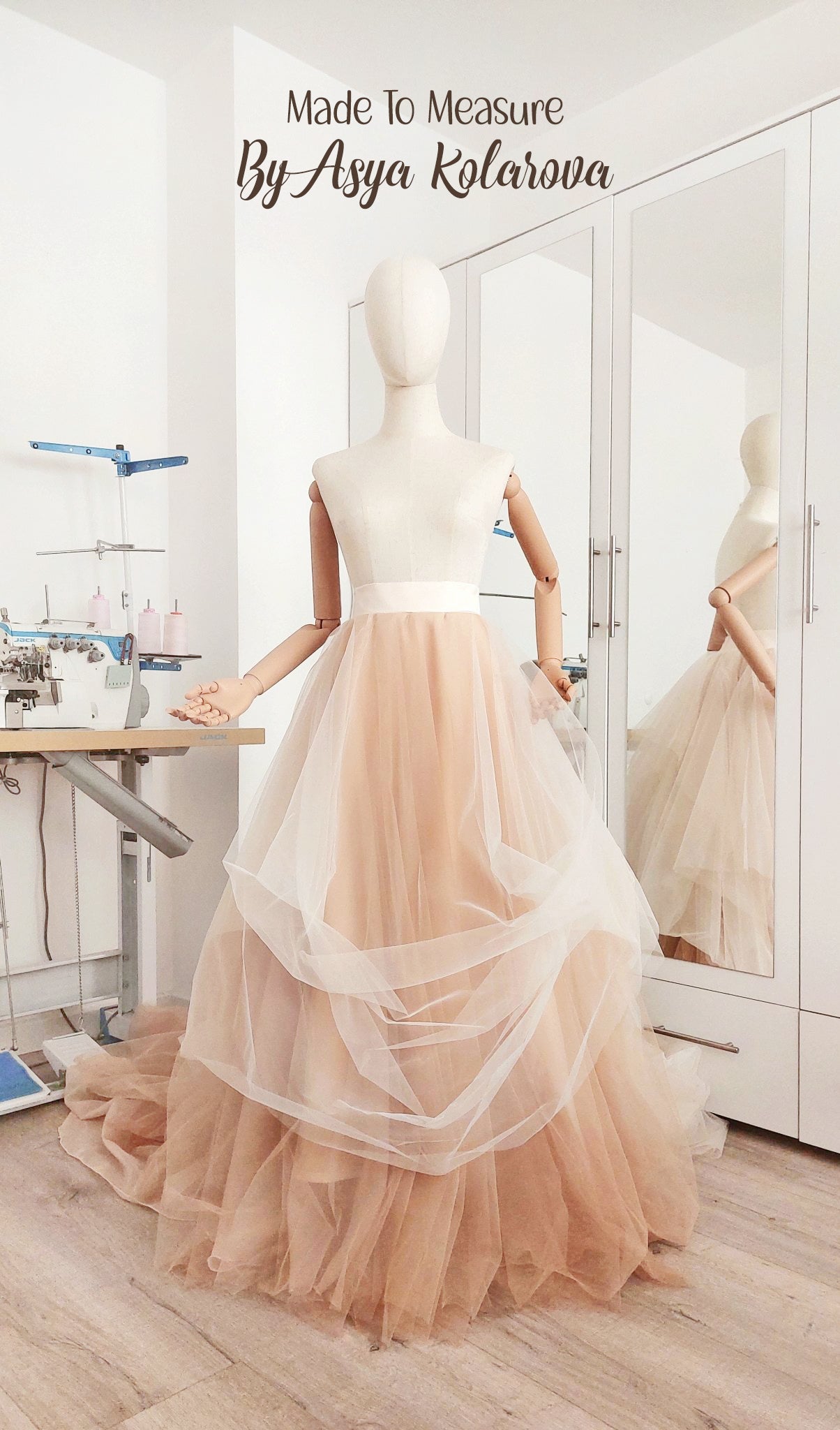 Wedding Tulle Skirt with Train Beige & Ivory Color Combination Long Draped Skirt Photo Session Ceremony Photoshoot Bridal Gown Separate - Made To Measure Skirts By Asya Kolarova