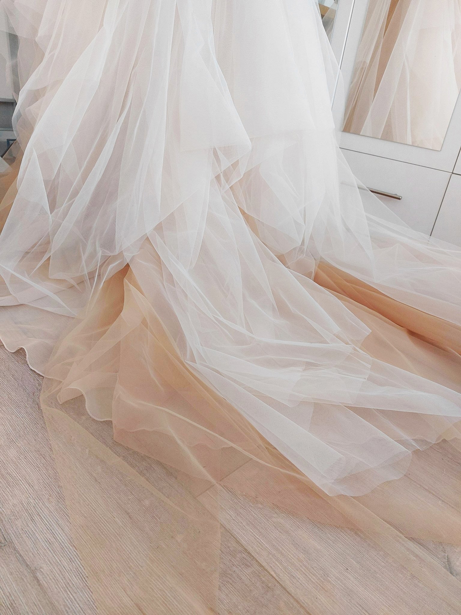 Wedding Tulle Skirt with Train Beige & Ivory Color Combination Long Draped Skirt Photo Session Ceremony Photoshoot Bridal Gown Separate - Made To Measure Skirts By Asya Kolarova