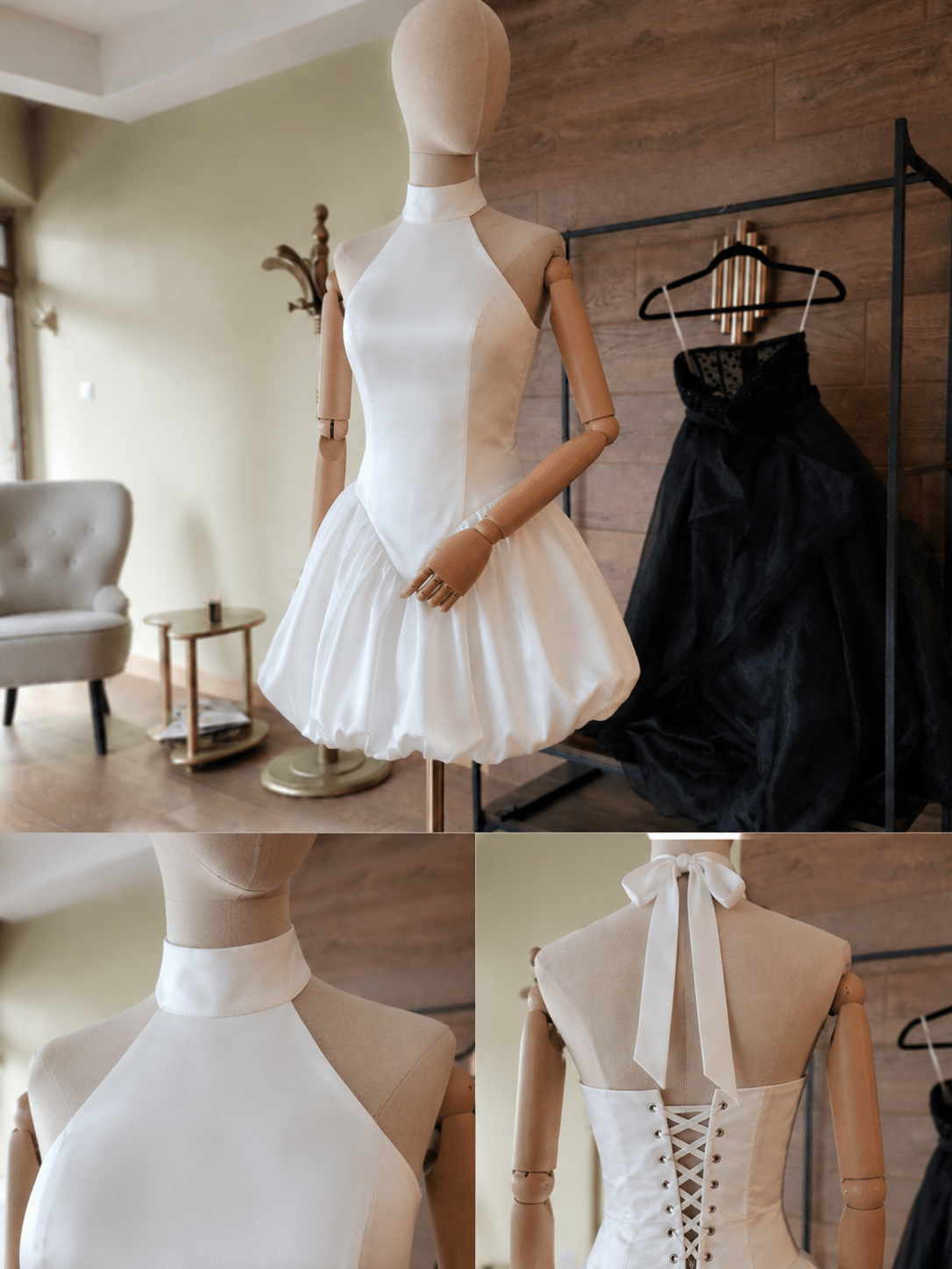 White Bubble Mini Bridal Dress - Asya Kolarova