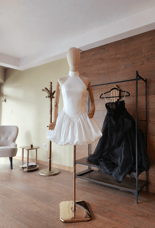 White Bubble Mini Bridal Dress - Asya Kolarova